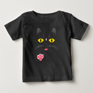 Camiseta De Bebé Gato negro con las marcas blancas