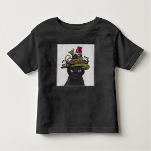 Camiseta De Bebé Gato negro con tetera y búho