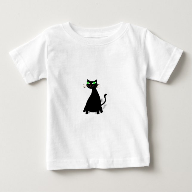 Camiseta De Bebé Gato negro de grasa con ojos verdes (Anverso)