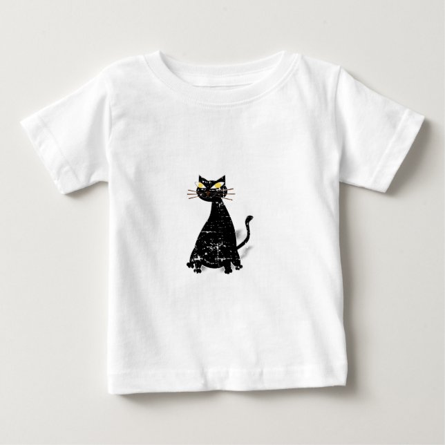 Camiseta De Bebé Gato negro de grasa con problemas (Anverso)
