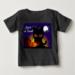 Camiseta De Bebé Gato negro de Halloween