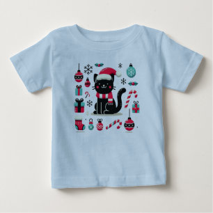 Camiseta De Bebé Gato negro de los navidades
