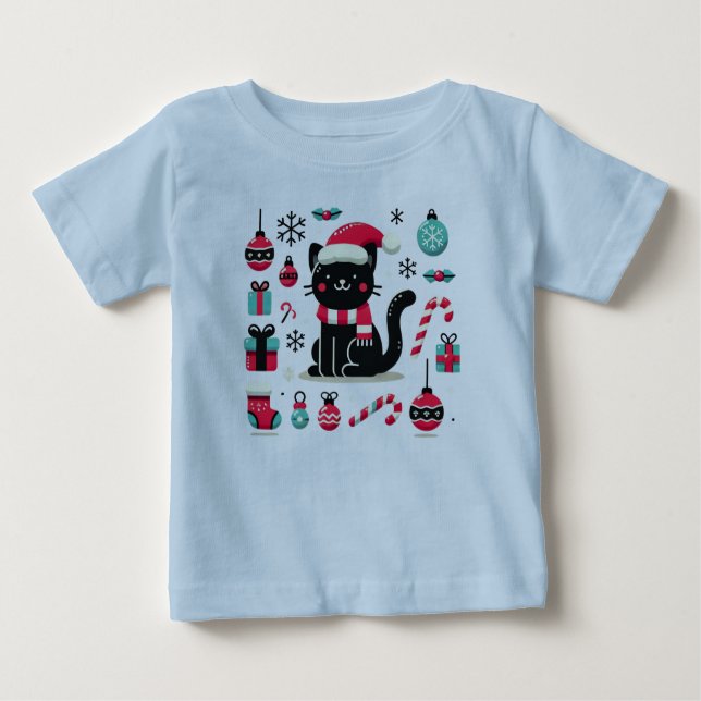 Camiseta De Bebé Gato negro de los navidades (Anverso)