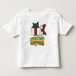 Camiseta De Bebé Gato negro de Santa Claus enredado en luces de árb