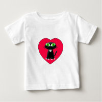 Gato Negro En Corazón Rojo