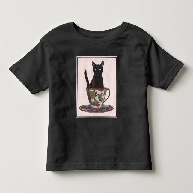 Camiseta De Bebé Gato negro en la televisión (Anverso)
