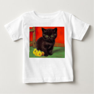 Camiseta De Bebé Gato negro estilo Van Gogh