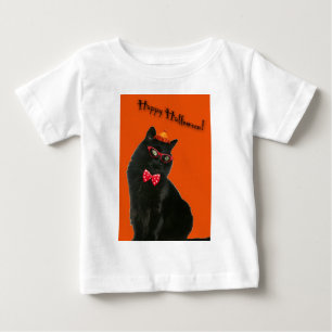 Camiseta De Bebé Gato negro Feliz Halloween T-Shirt Baby/Infant