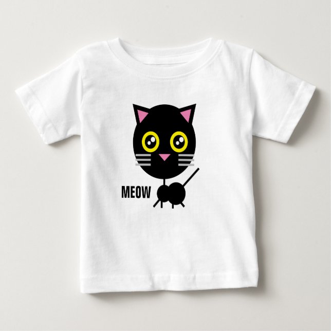 Camiseta De Bebé Gato negro geométrico (Anverso)