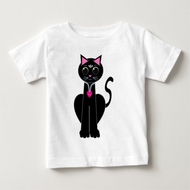 Camiseta De Bebé Gato negro lindo (Anverso)