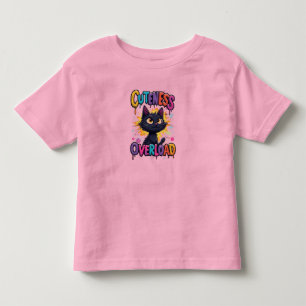 Camiseta De Bebé Gato negro lindo con ojos amarillos grandes