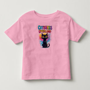 Camiseta De Bebé Gato negro lindo con ojos amarillos grandes