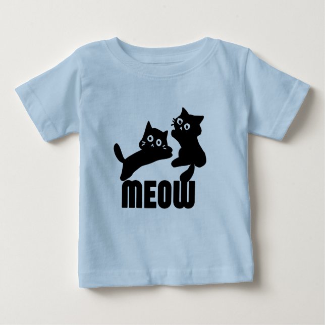 Camiseta De Bebé gato negro, miau (Anverso)