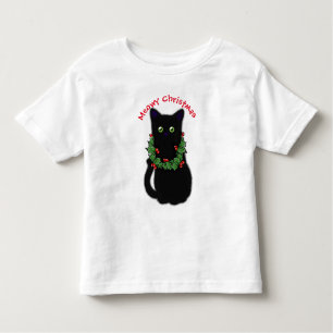 Camiseta De Bebé Gato negro   Navidades Meowy   Holly garland