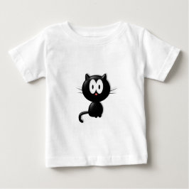 Camiseta De Bebé Gato negro sobre fondo blanco