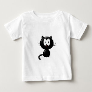Camiseta De Bebé Gato negro sobre fondo blanco