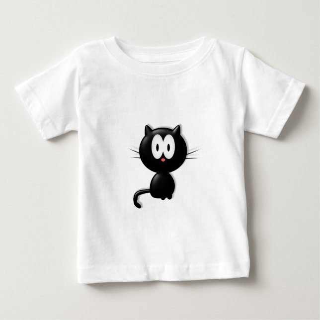 Camiseta De Bebé Gato negro sobre fondo blanco (Anverso)