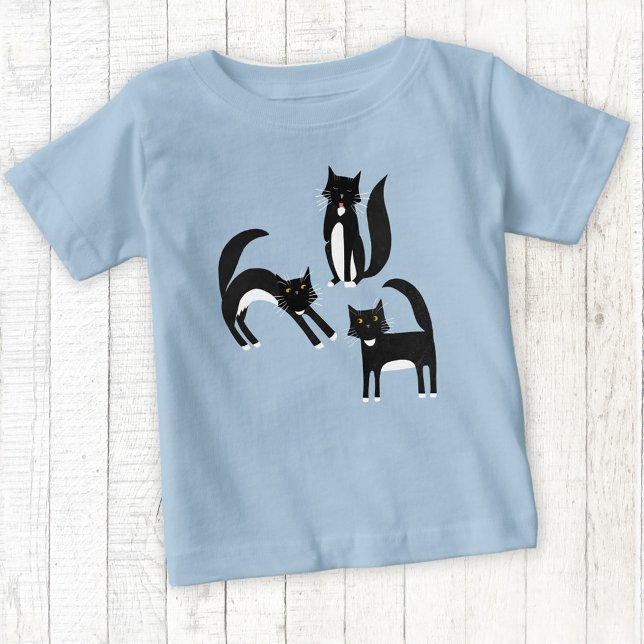 Camiseta De Bebé Gato negro y blanco (Black and white tuxedo cat t-shirt)
