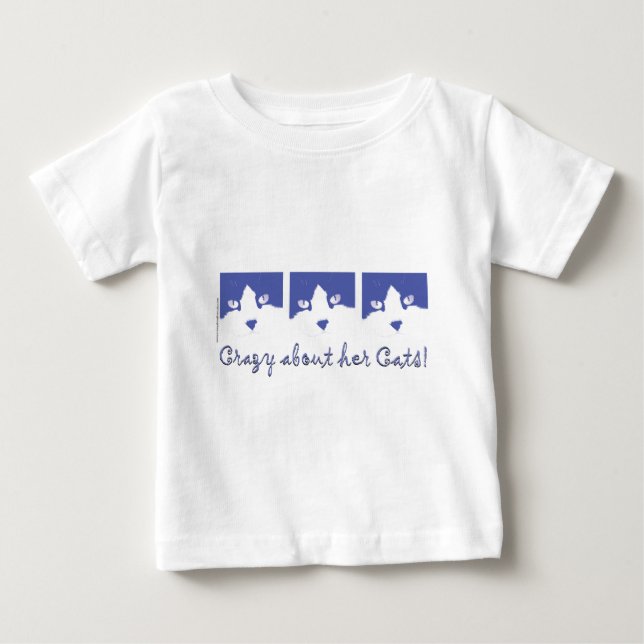 Camiseta De Bebé Gato negro y blanco de pelo largo (Anverso)