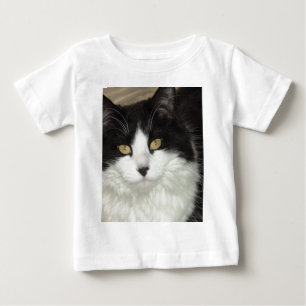Camiseta De Bebé Gato negro y blanco de pelo largo