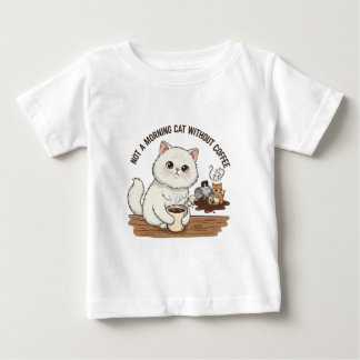 Camiseta De Bebé Gato Persa Blanco Amante del Café