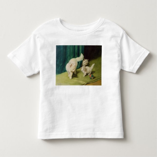 Camiseta De Bebé Gato persa blanco con dos gatitos (Anverso)
