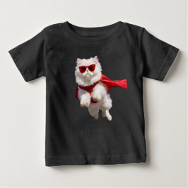 Camiseta De Bebé Gato persa blanco de superhéroe