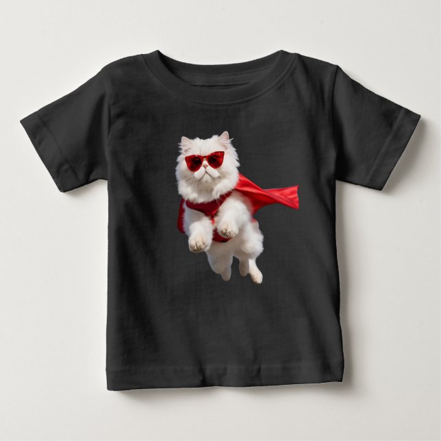 Camiseta De Bebé Gato persa blanco de superhéroe (Anverso)