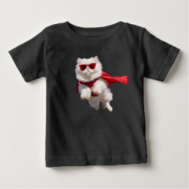 Camiseta De Bebé Gato Persa Blanco Superhéroe Lindo
