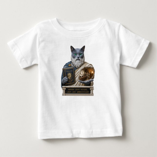 Camiseta De Bebé Gato Plato Azul Ruso (Anverso)