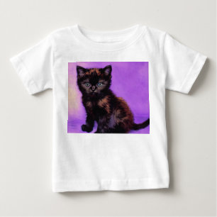 Camiseta De Bebé Gato púrpura estilo Van Gogh