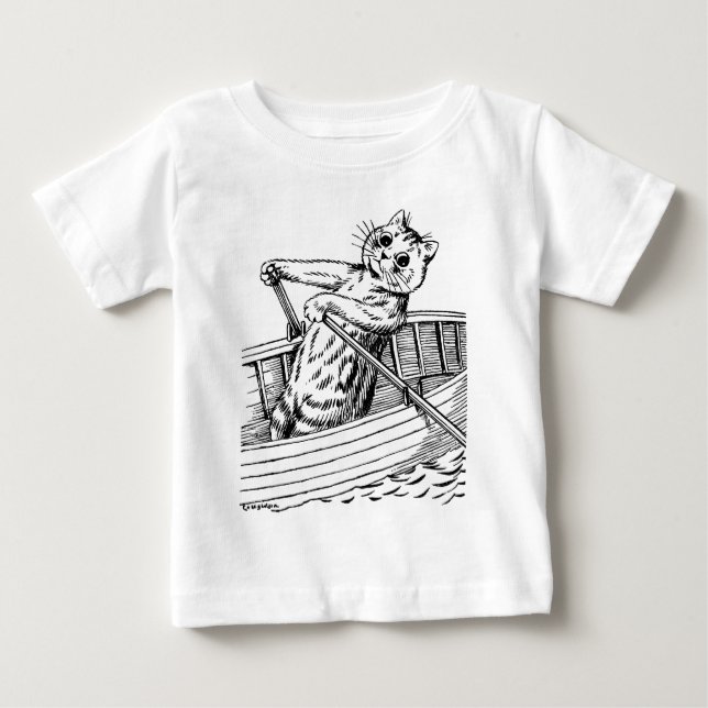 Camiseta De Bebé Gato remando el bote, Louis Wain (Anverso)