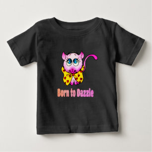 Camiseta De Bebé Gato Rosa Adorable - Nacido para Deslumbrar Arte