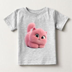 Camiseta De Bebé Gato Rosa Regordete – Lindo Gato de Dibujos Animad