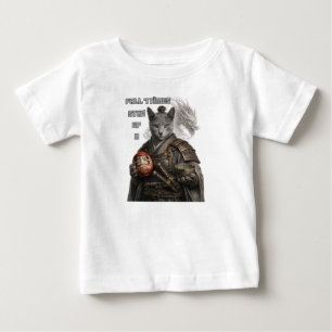 Camiseta De Bebé Gato Samurái Azul Ruso
