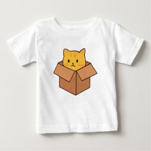 Camiseta De Bebé Gato sentado dentro de la caja de cartón