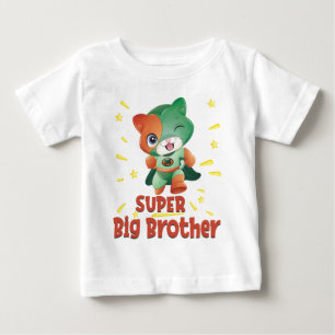 Camiseta De Bebé Gato Súper Héroe Verde Hermano Mayor Super Grande