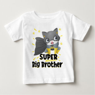 Camiseta De Bebé Gato Superhéroe Traje Negro Hermano Mayor