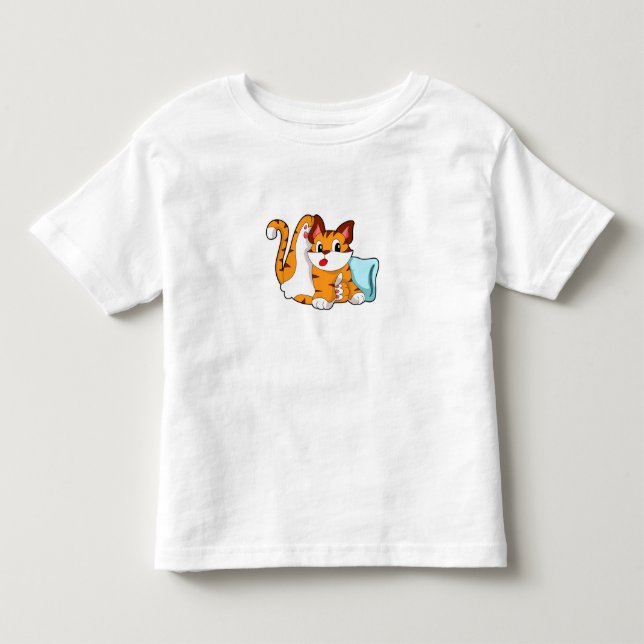 Camiseta De Bebé Gato tigre con almohada (Anverso)