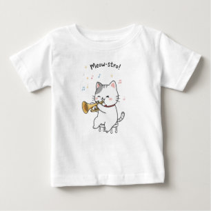 Camiseta De Bebé Gato Trompeta Divertido – Bebé Músico de Jazz Feli