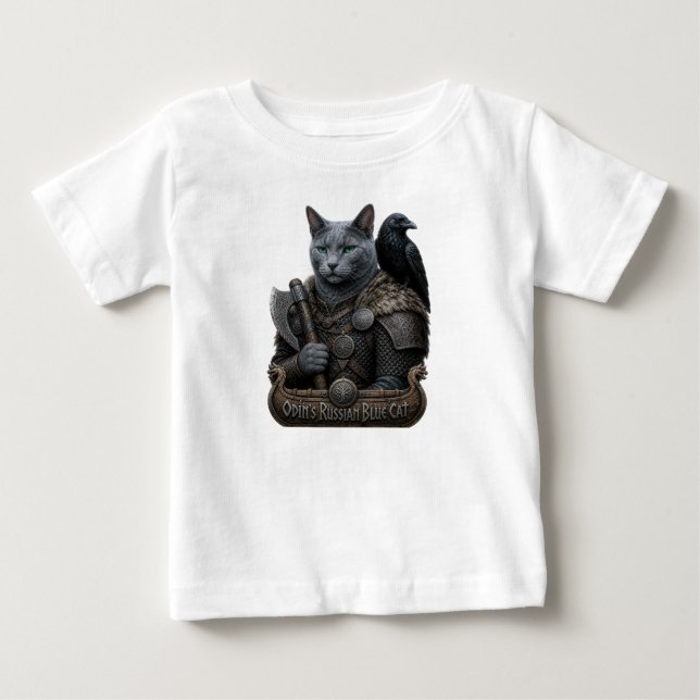 Camiseta De Bebé Gato Veterano Russian Blue Odin (Anverso)