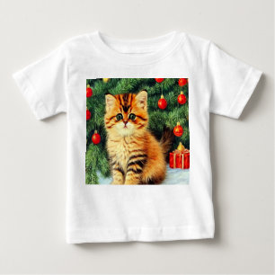 Camiseta De Bebé Gato vintage de Navidad