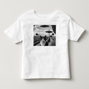 Camiseta De Bebé Gato y OVNI