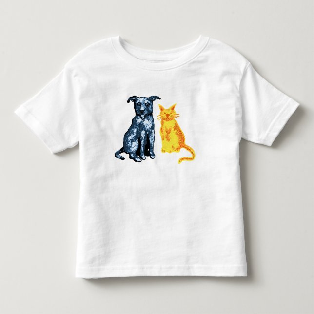 Camiseta De Bebé Gato y perro (Anverso)