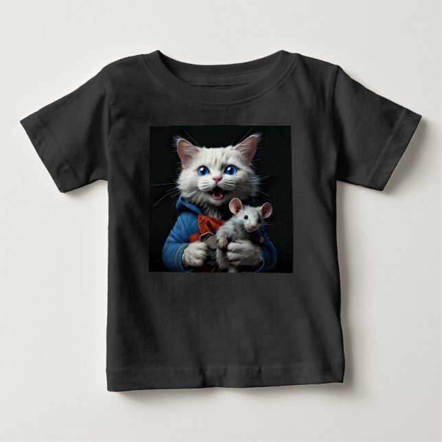 Camiseta De Bebé Gato y ratón (Anverso)
