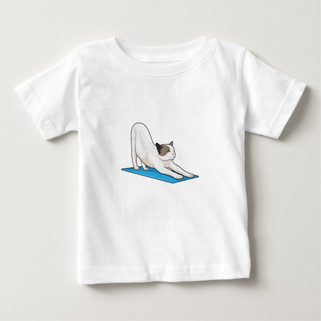 Camiseta De Bebé Gato Yoga Meditación Fitness (Anverso)
