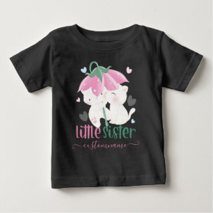 Camiseta De Bebé Gatos Bajo Paraguas de Flores Hermana Pequeña Pers