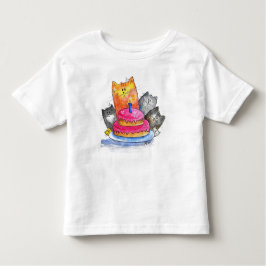 Camiseta De Bebé Gatos caprichosos con pastel de cumpleaños