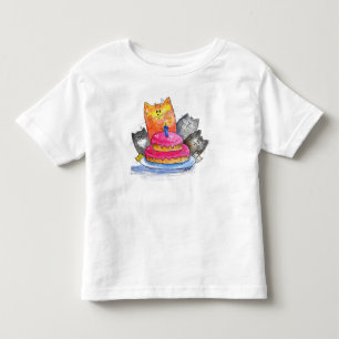 Camiseta De Bebé Gatos caprichosos con pastel de cumpleaños