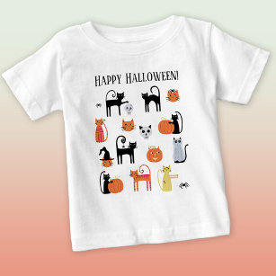 Camiseta De Bebé Gatos de Halloween adorables